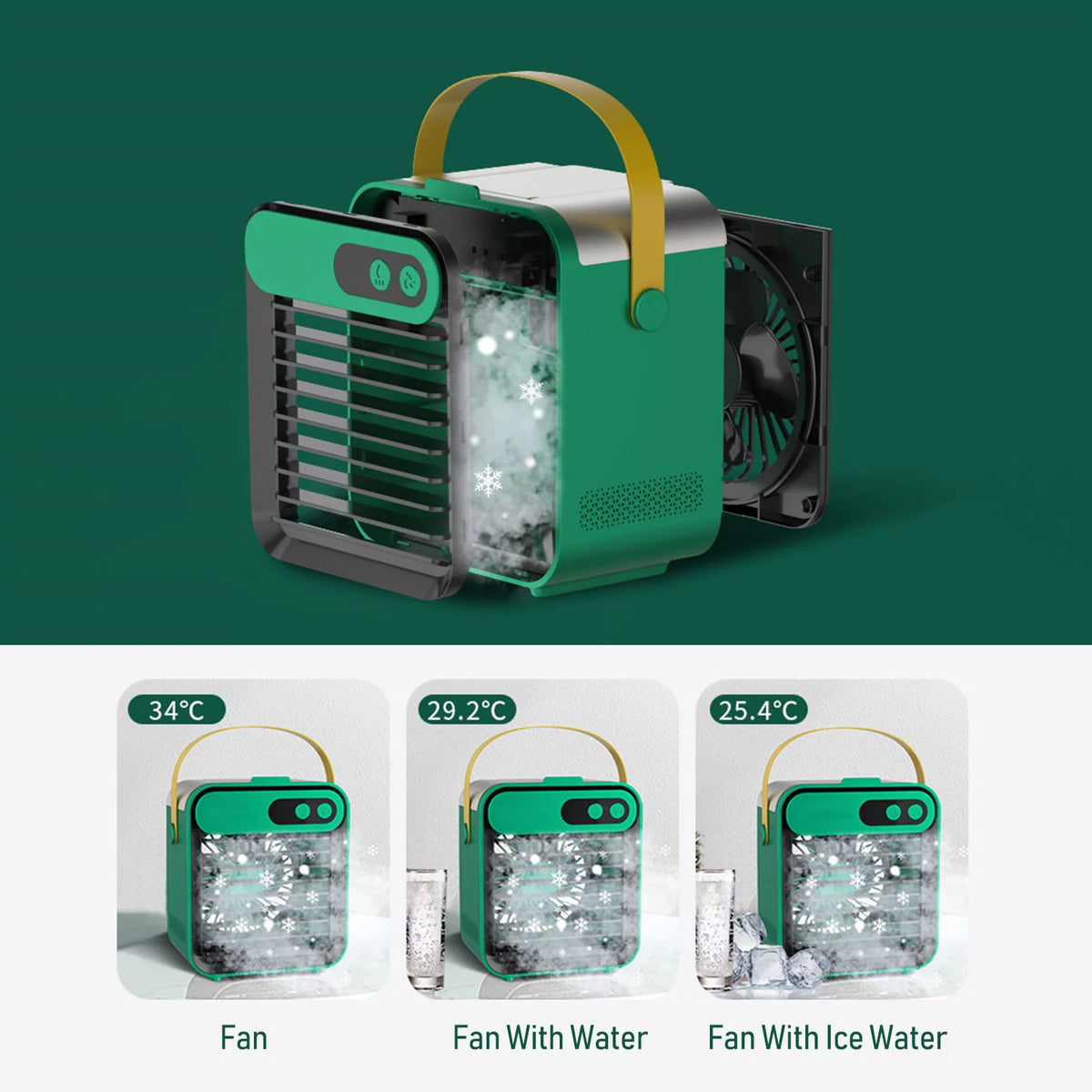 Air Conditioner Fan with Phone Holder Mirror 180mL 3 Speeds USB B72031