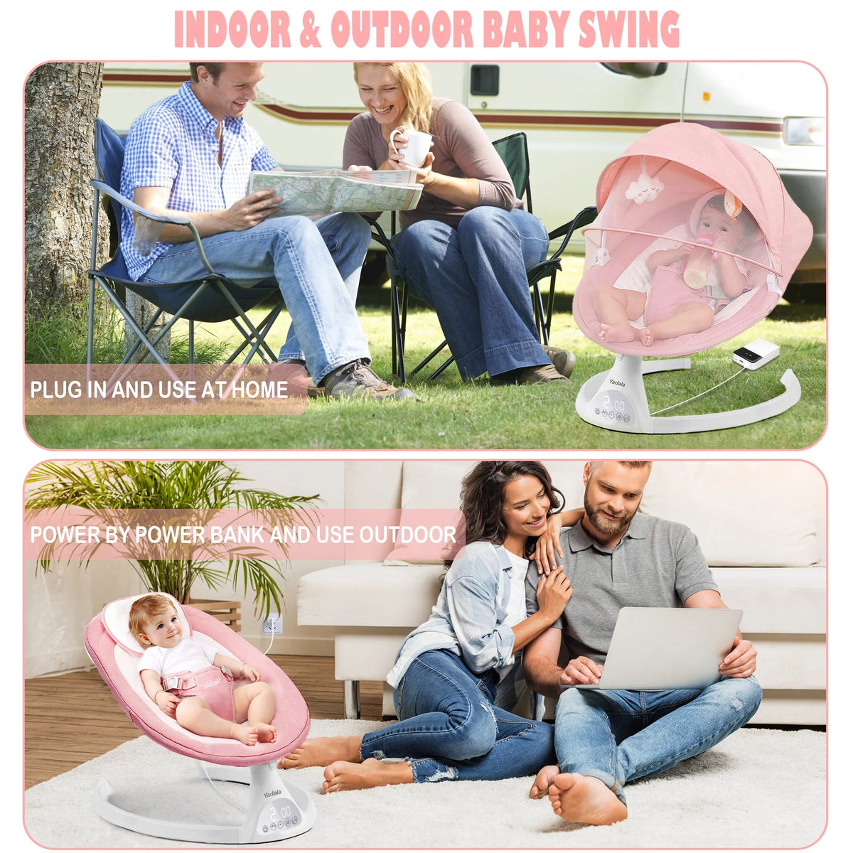 Pink Electric Baby Swing Y16785