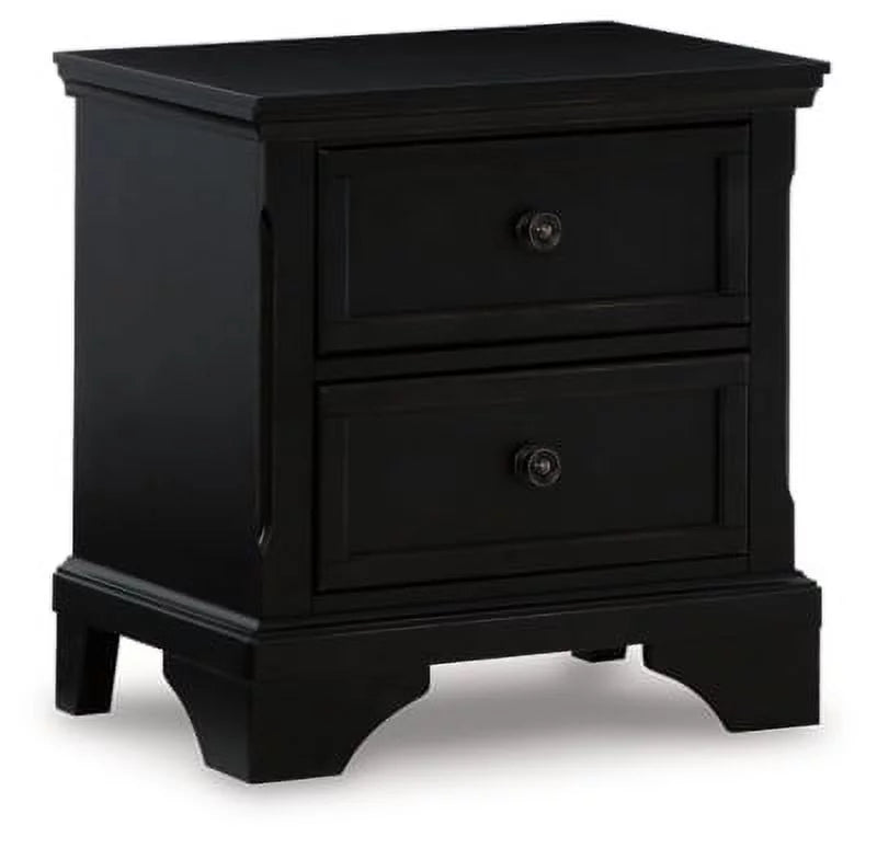 Black 2 Drawer Nightstand X18173
