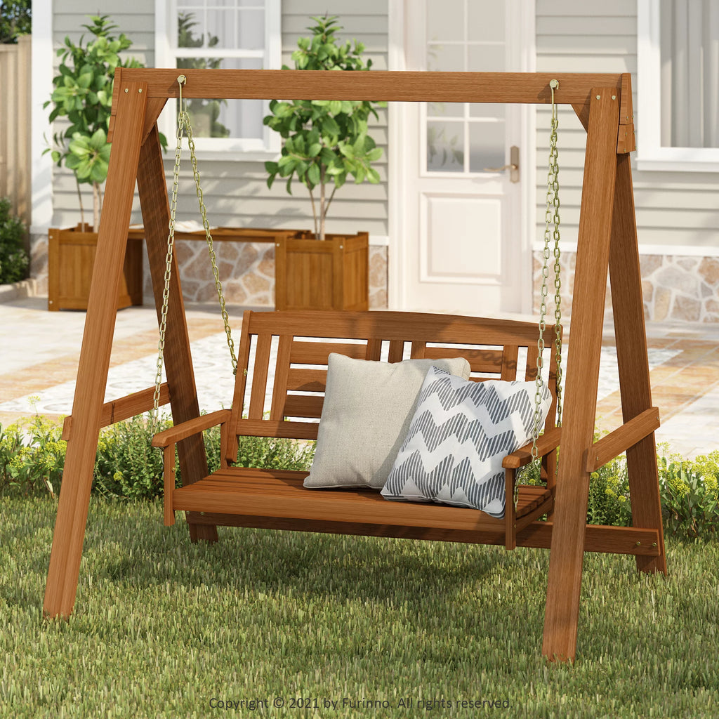 Hardwood Hanging Porch Swing with Stand T31265