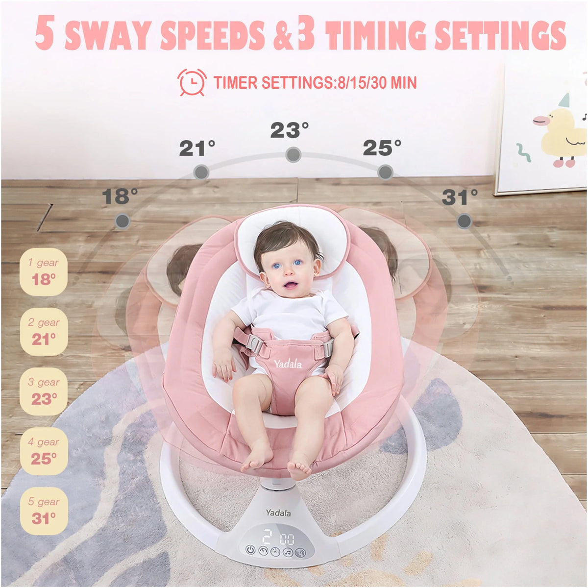 Pink Electric Baby Swing Y16785