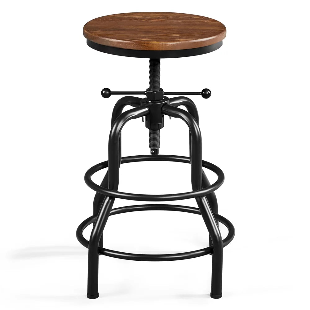 Round Wood Metal Bar Stool H609