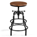 Round Wood Metal Bar Stool H609