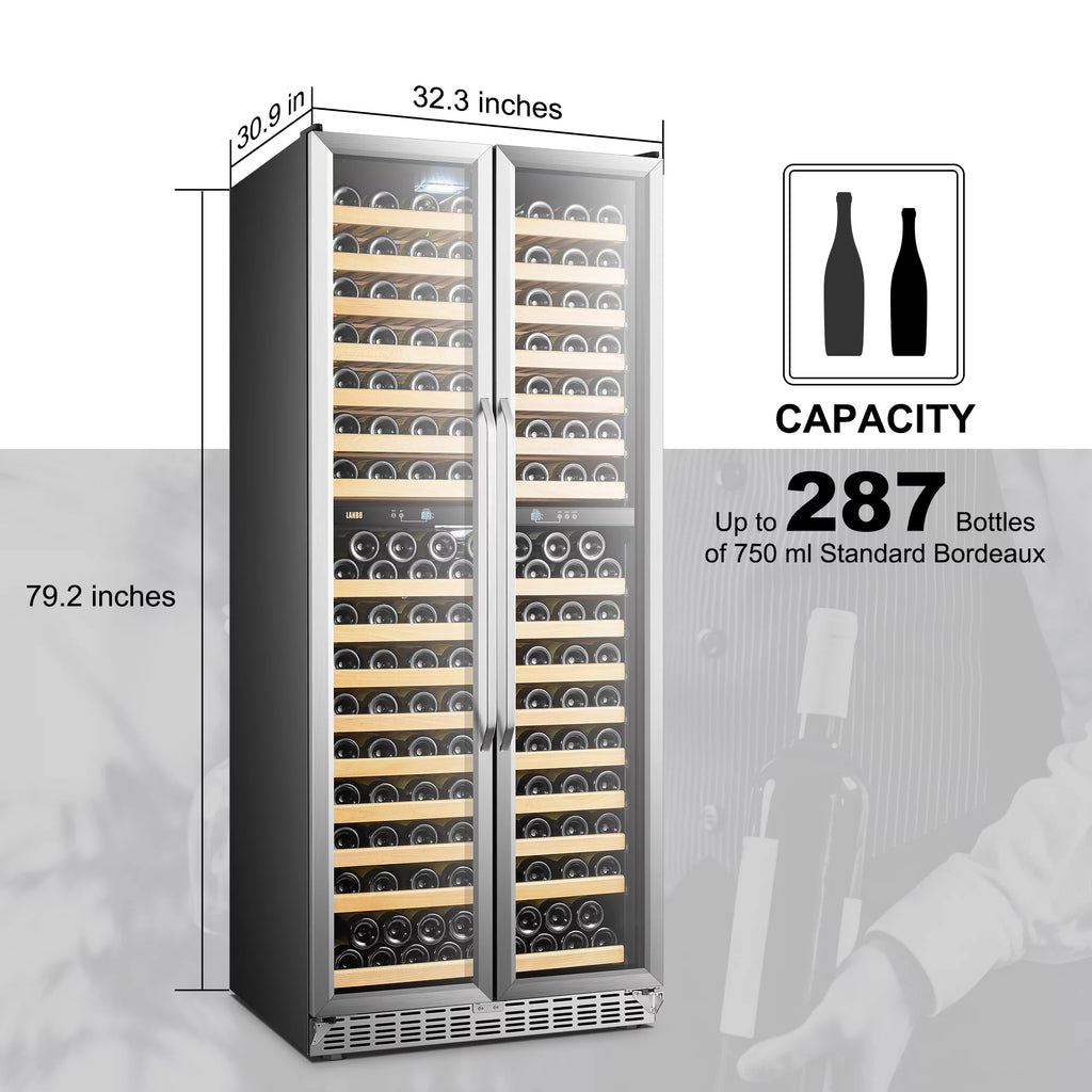 32 inch 287 Bottle Dual Zone Compressor Wine Refrigerator E280