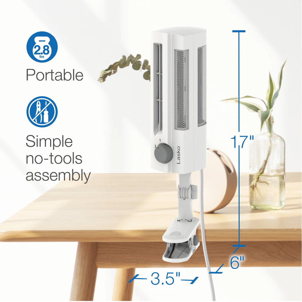17" 2-Speed Ultra-Slim Clip Table Fan, White V98878