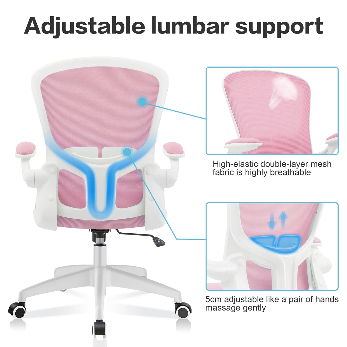 Ergonomic Mesh Office Chair with Lumbar Support and Flip-up Arms P528