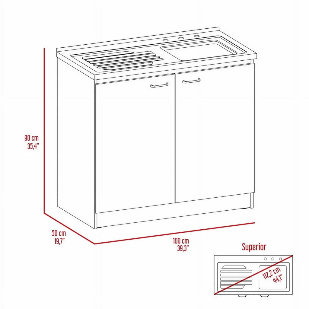 White Modern Engineered Wood Utility Sink with Cabinet N3871