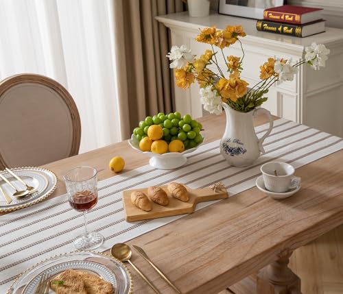 Cotton and Linen Woven Table Runner with Tassels I7755