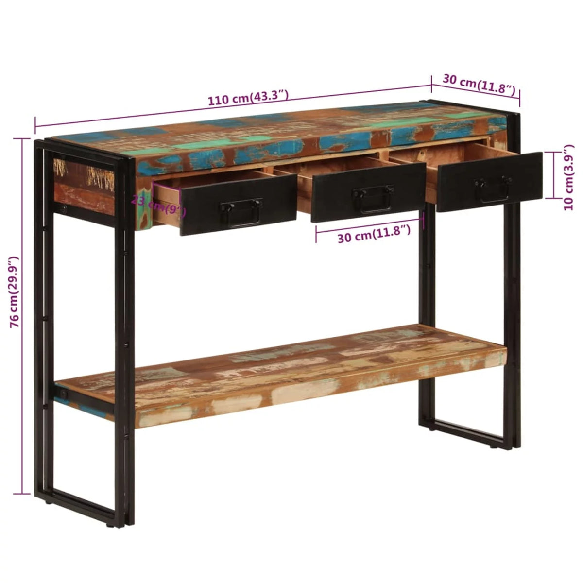Solid Wood Reclaimed Console Table L565624