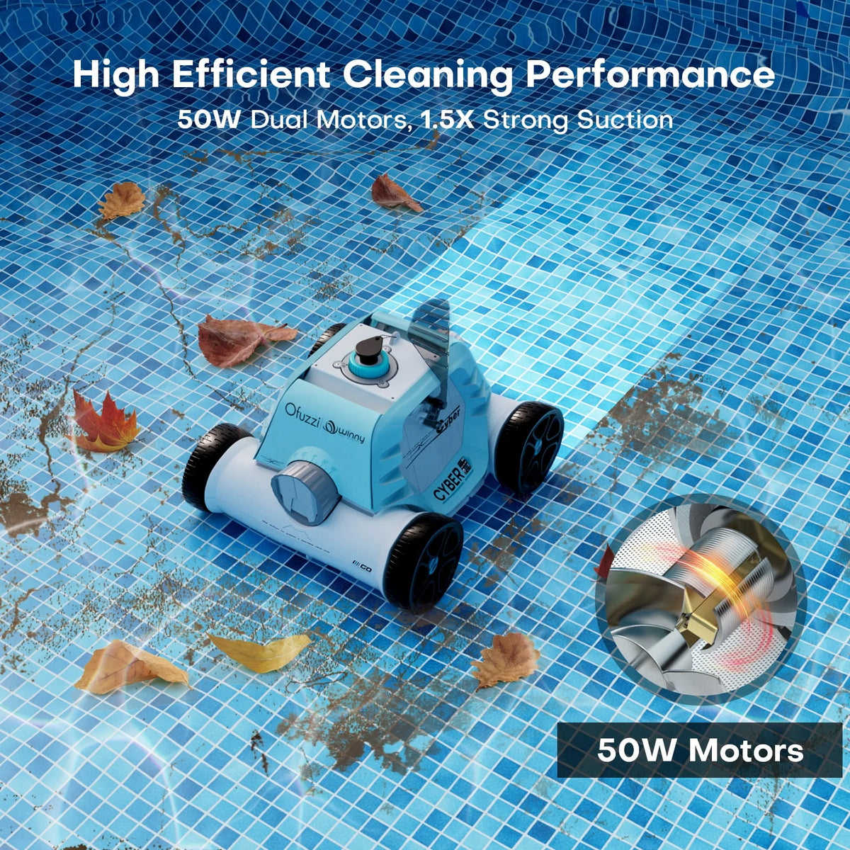 Cordless Robotic Pool Vacuum Cleaner White U698343