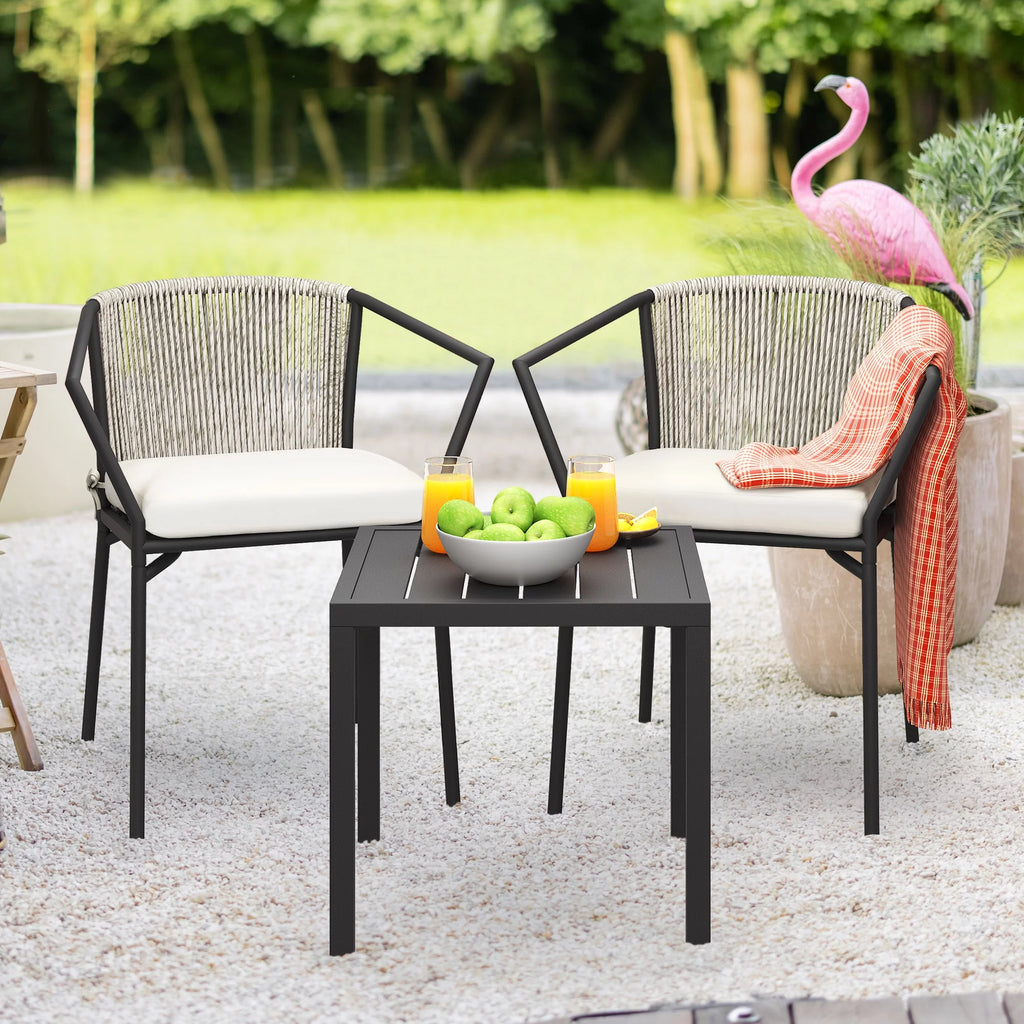 3-Piece Outdoor Wicker Bistro Set with Cushions G9389