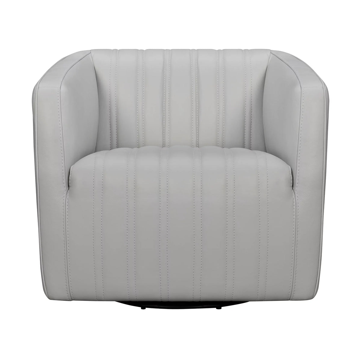 Dove Gray Genuine Leather Swivel Barrel Chair W909