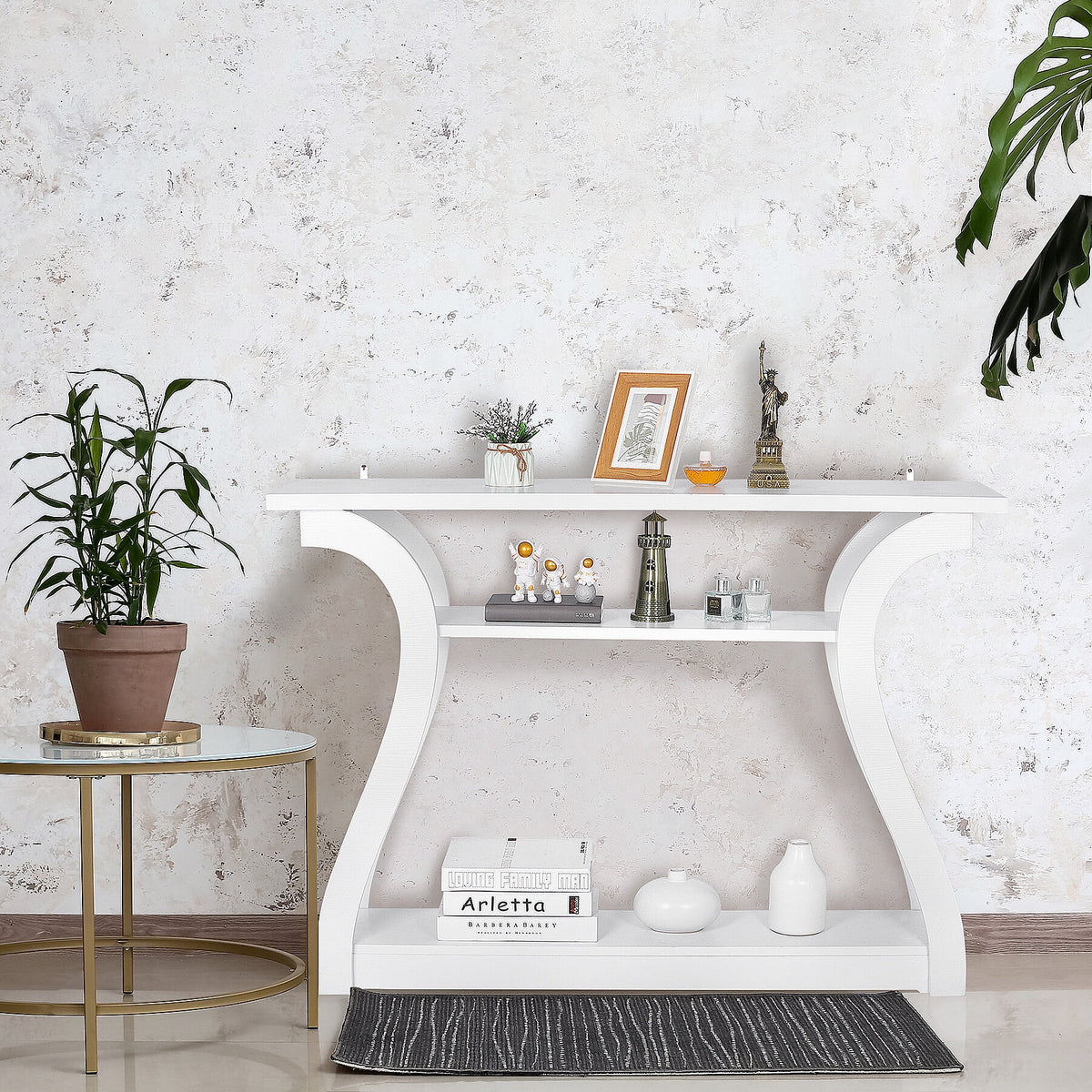 White 3 Tier Console Table T8481