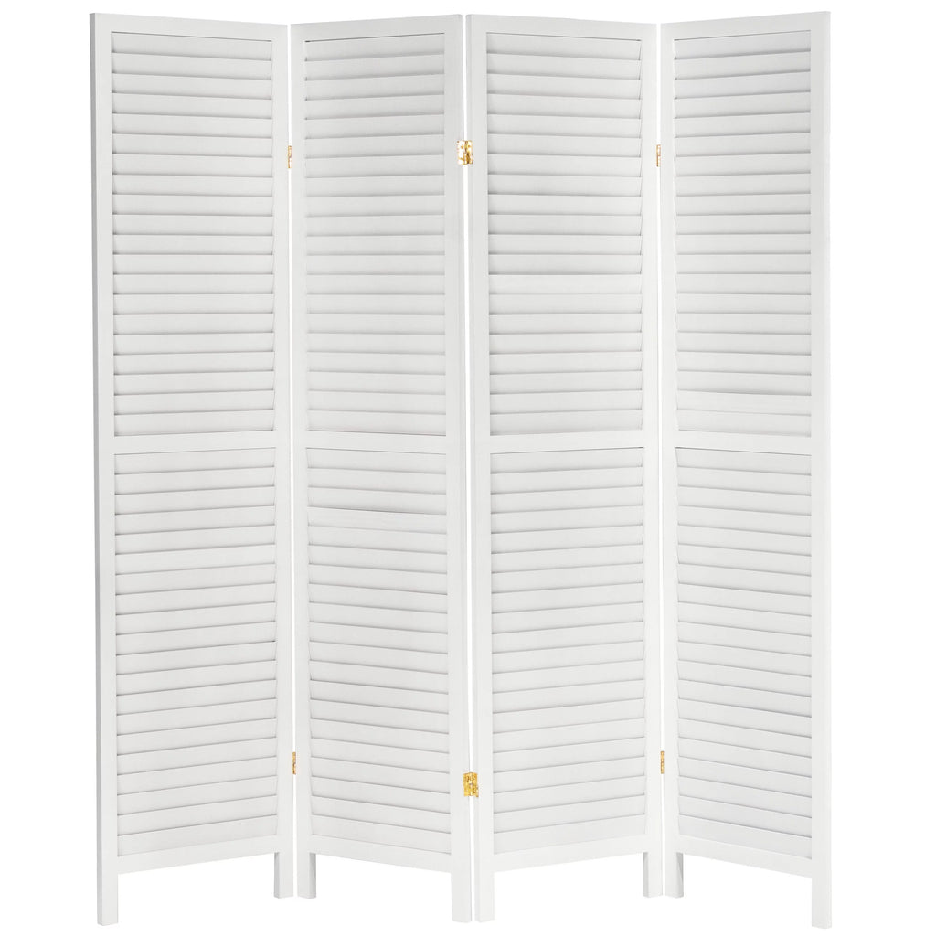 6 ft. Tall Wooden Louvered Room Divider White - 4 Panel C1333