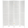 6 ft. Tall Wooden Louvered Room Divider White - 4 Panel C1333