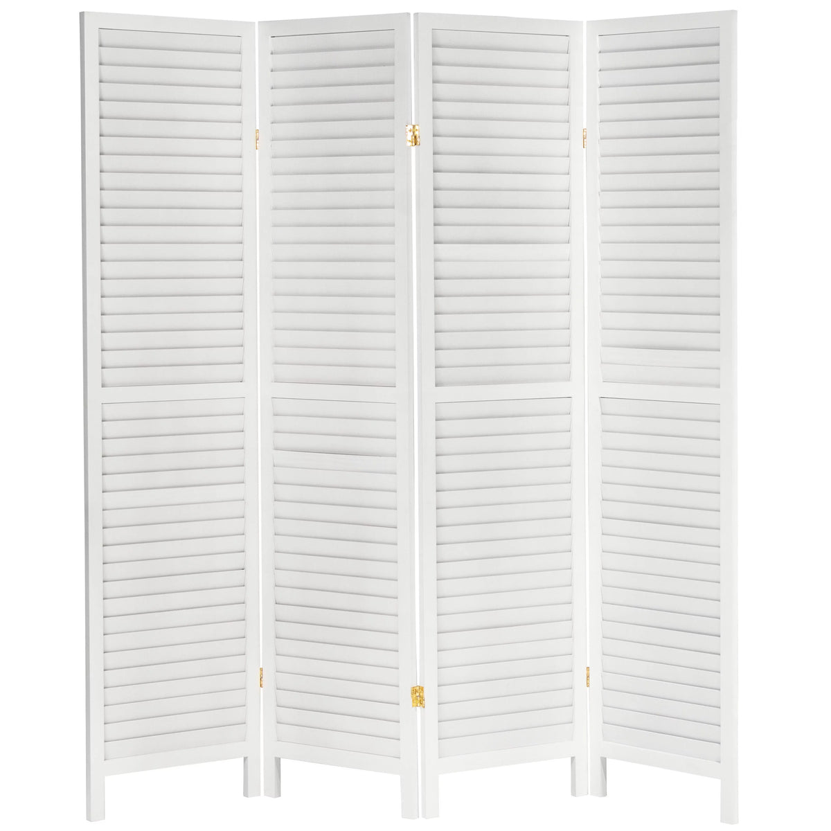 6 ft. Tall Wooden Louvered Room Divider White - 4 Panel C1333