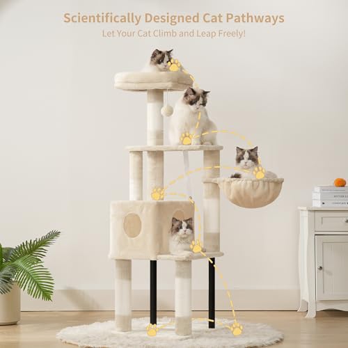 49.2 Inches Smoky Gray Cat Tree D15437