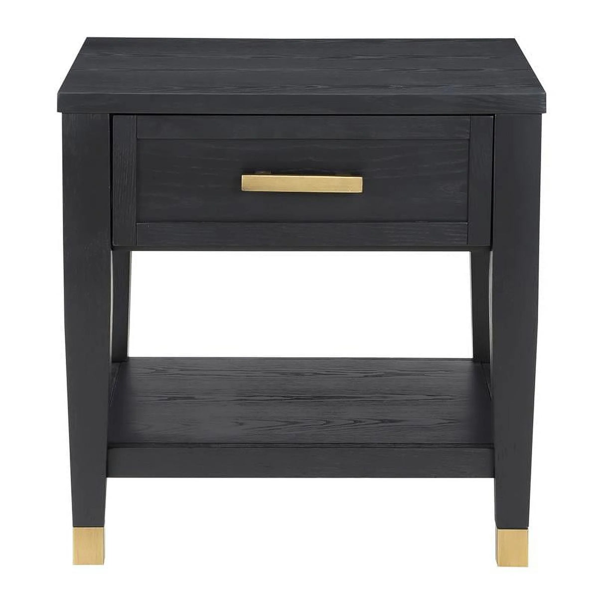 Rubbed Charcoal Wood 1-drawer End Table V26340