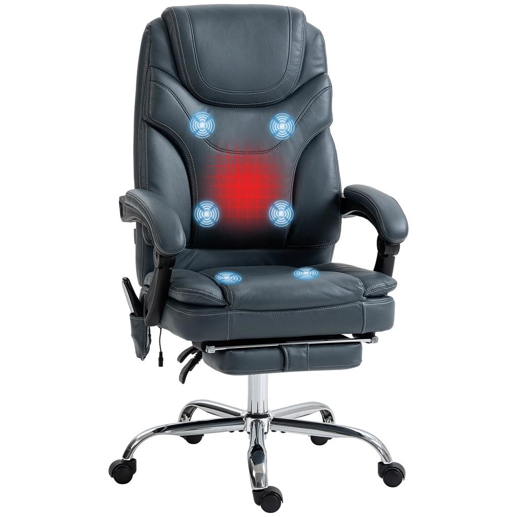 Gray PU Leather Massage Office Chair with Heat E6313