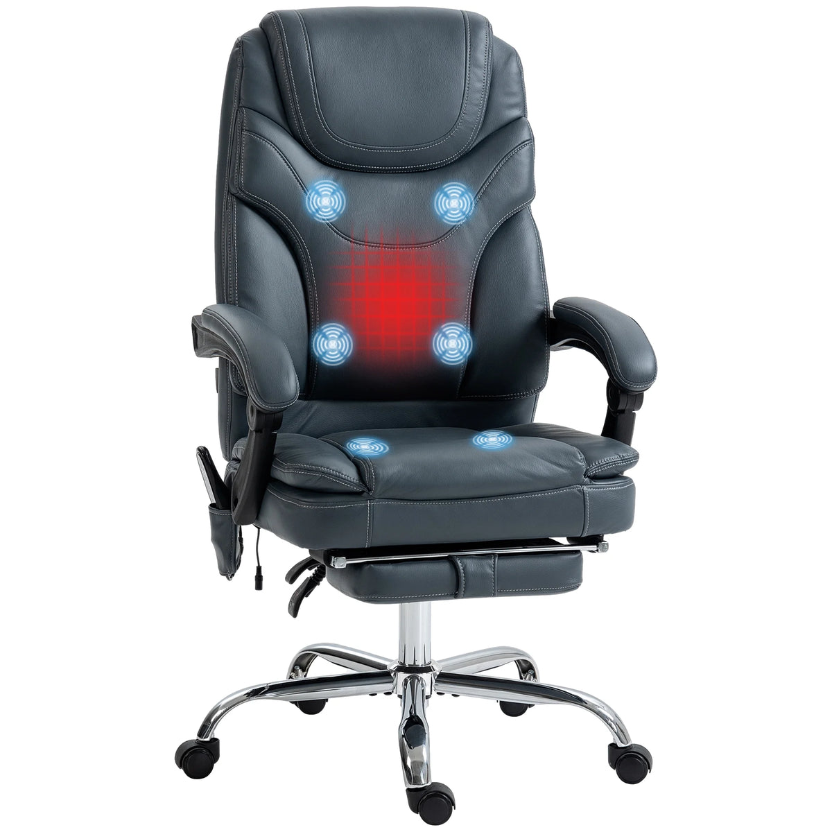 Gray PU Leather Massage Office Chair with Heat E6313