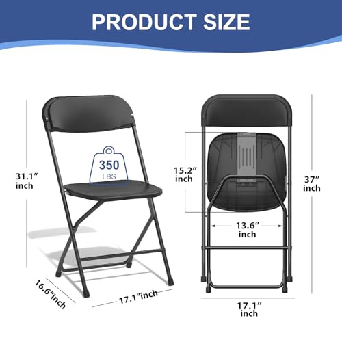 10 Pack Black Folding Chairs 350lb Capacity S190