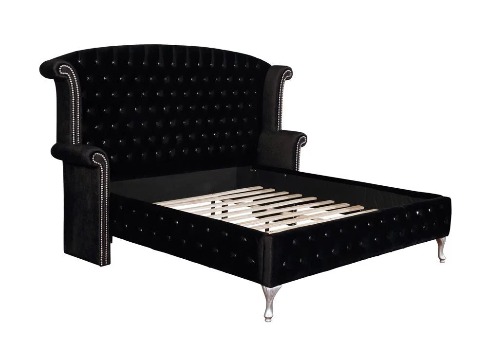 Black Tufted Upholstered California King Bed C18059