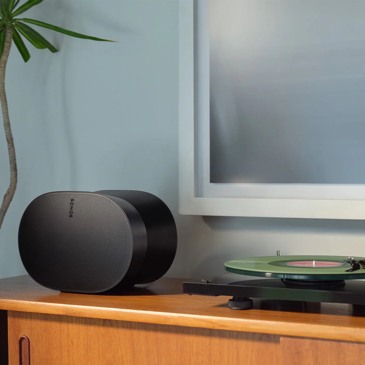 Black Wireless Soundbar, Subwoofer, and Pair of Smart Speakers B853