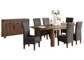 8PC Rectangle Table 6 Water Hyacinth Chair Sideboard Dining Set Acacia Rustic Brown K39215