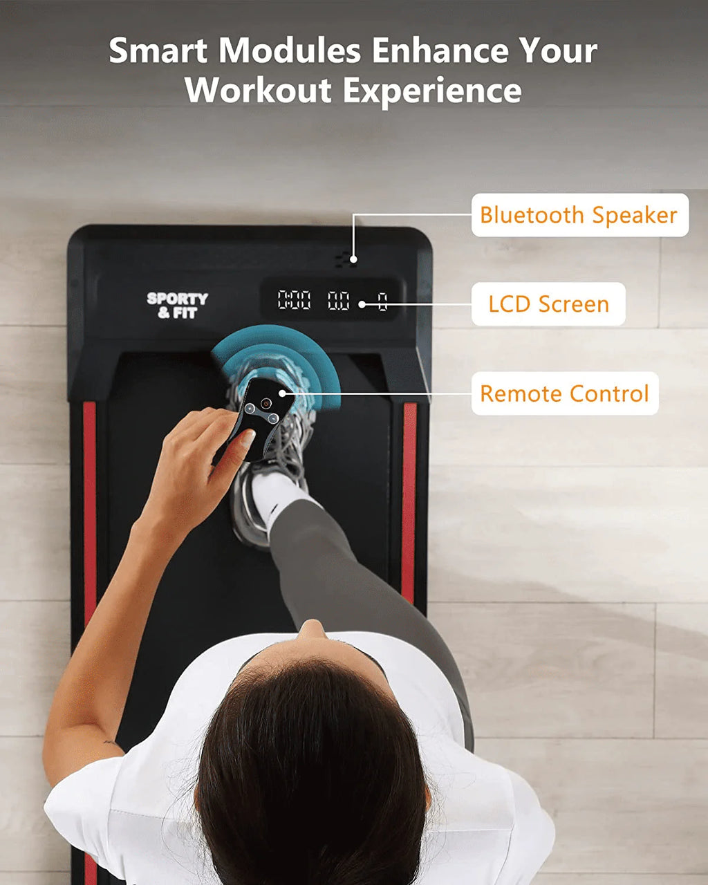 Black Portable Treadmill with Bluetooth Speaker I9075