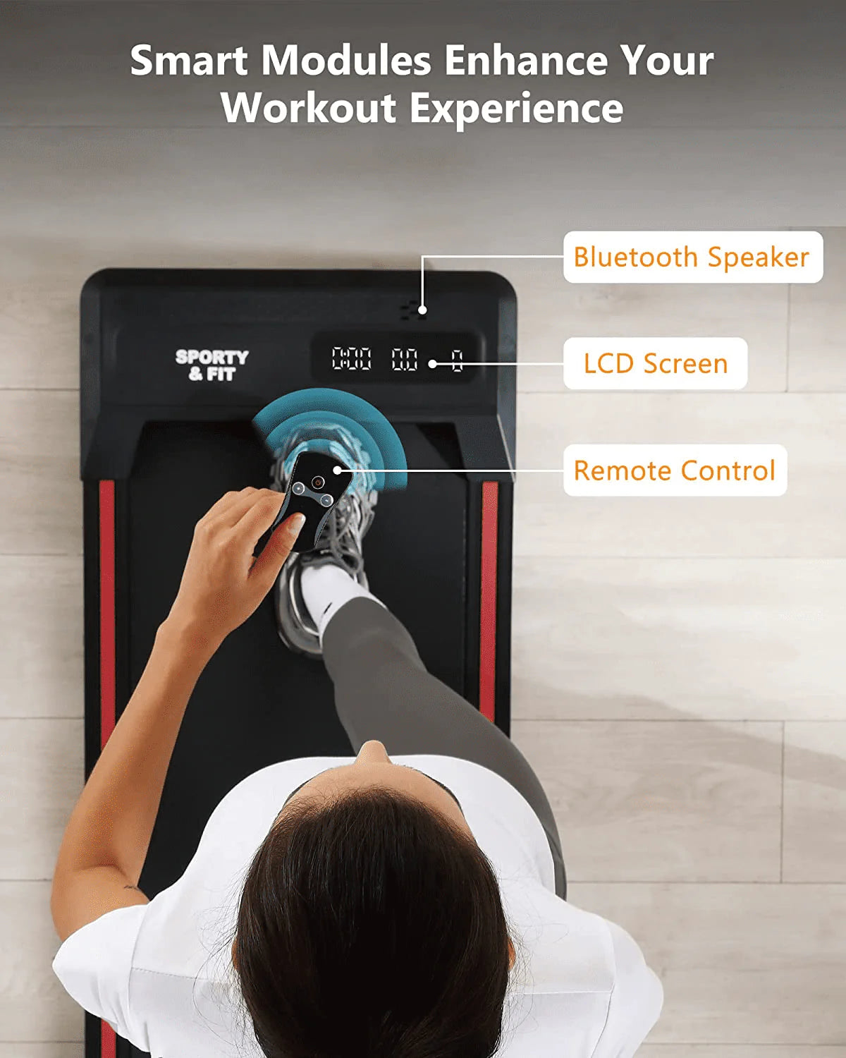 Black Portable Treadmill with Bluetooth Speaker I9075