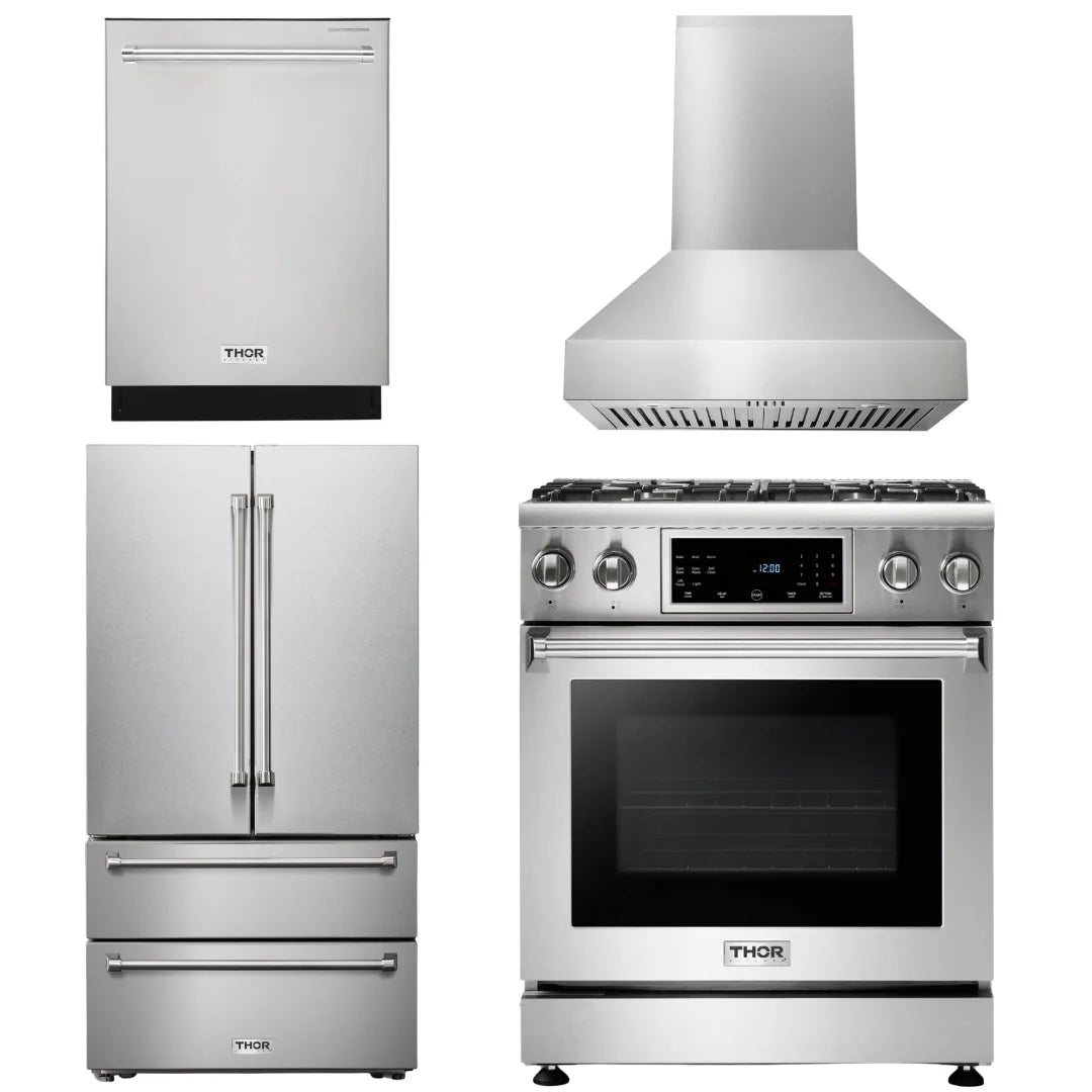 30 Gas Range, Range Hood, Refrigerator, Dishwasher E790827