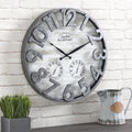 Dark Silver Shiplap Outdoor Wall Clock F23218