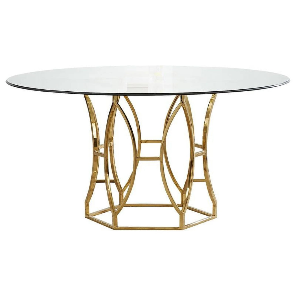 60" Stainless Steel and Glass Round Dining Table E8183