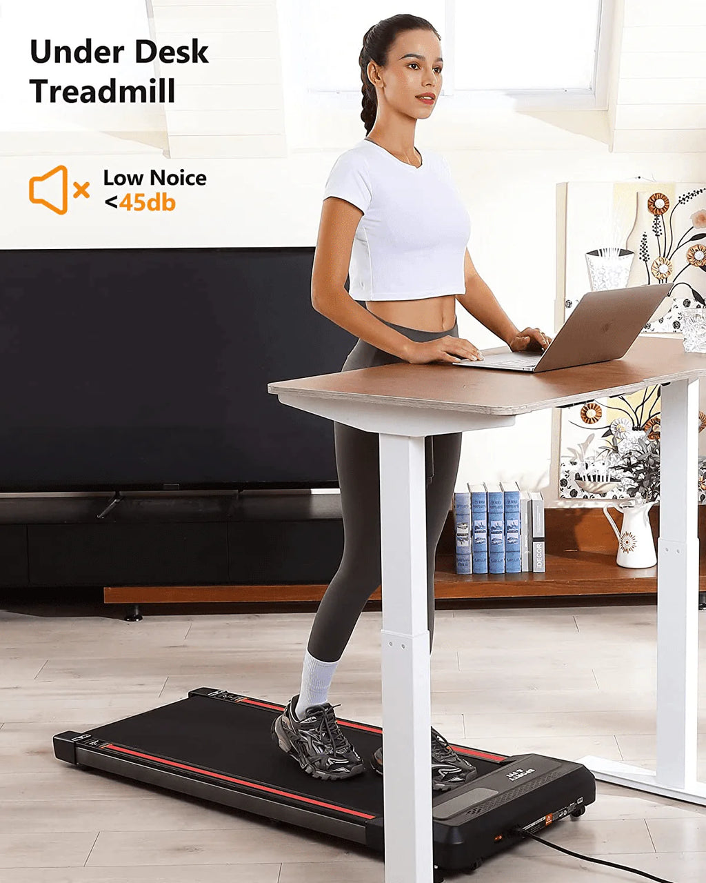 Black Portable Treadmill with Bluetooth Speaker I9075