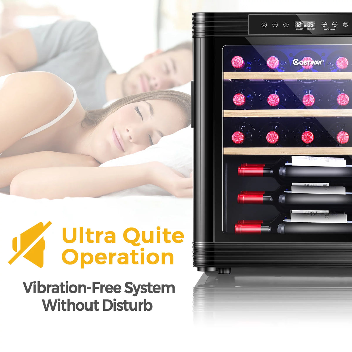 21 Bottle Compressor Wine Cooler Refrigerator Black Y638