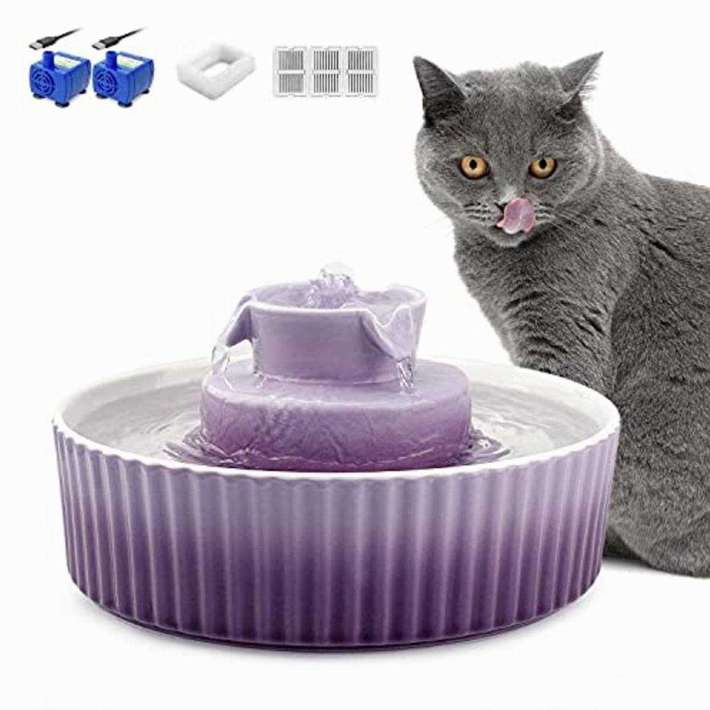 Ceramic Cat Water Fountain, 2.1 L Drinking Fountain Bowl Q345