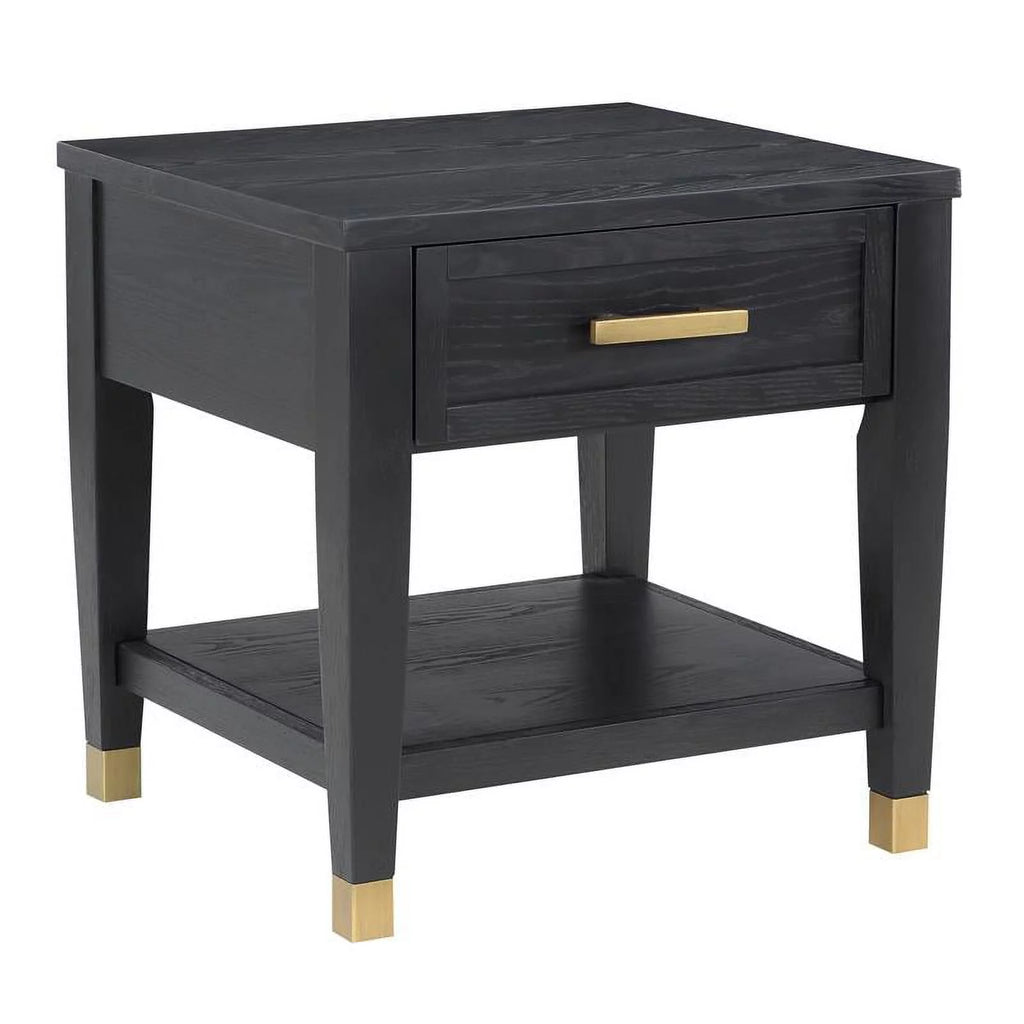 Rubbed Charcoal Wood 1-drawer End Table V26340