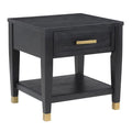 Rubbed Charcoal Wood 1-drawer End Table V26340