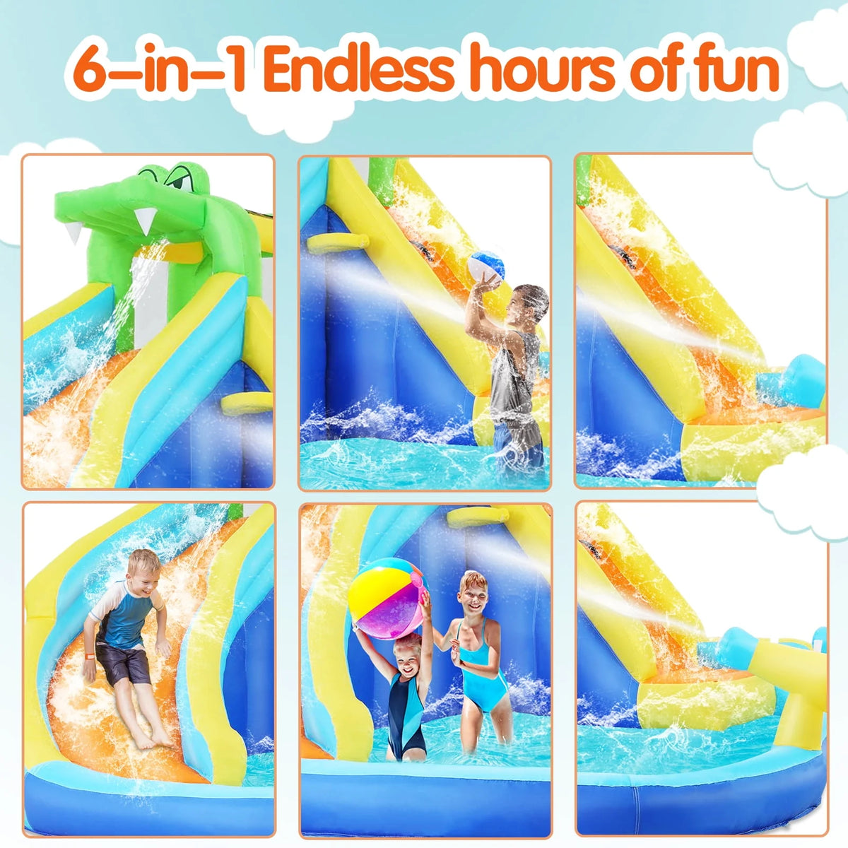 Inflatable Bounce House with Water Slide and Air Blower G91367