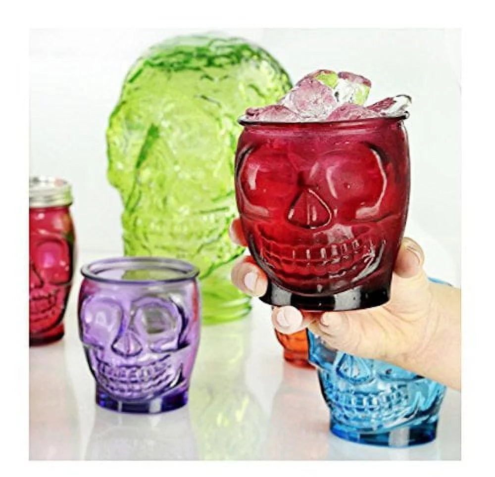 Sugar Skull Glass Tumbler with Straw F598073
