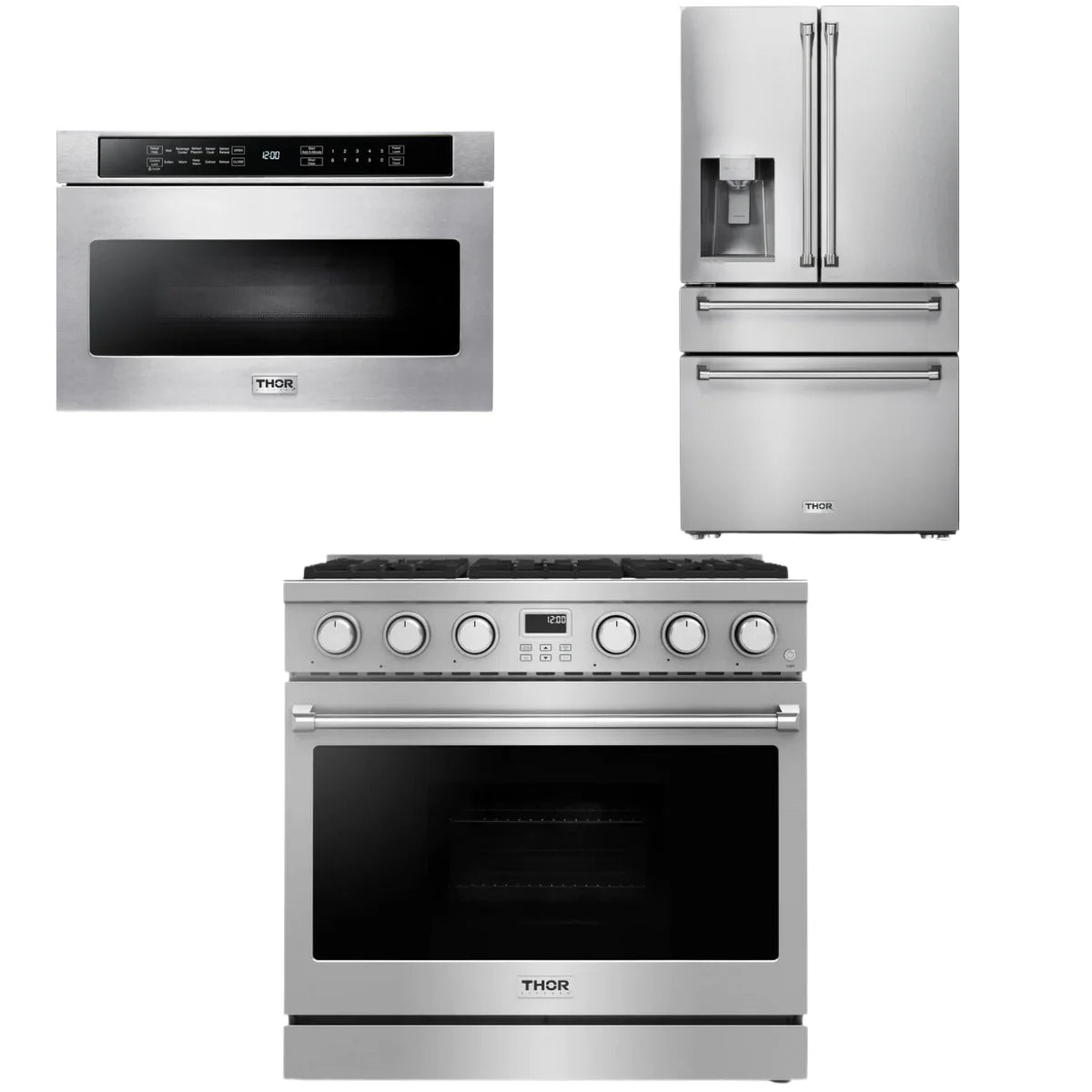 36 Gas Range, Refrigerator and Microwave P123334