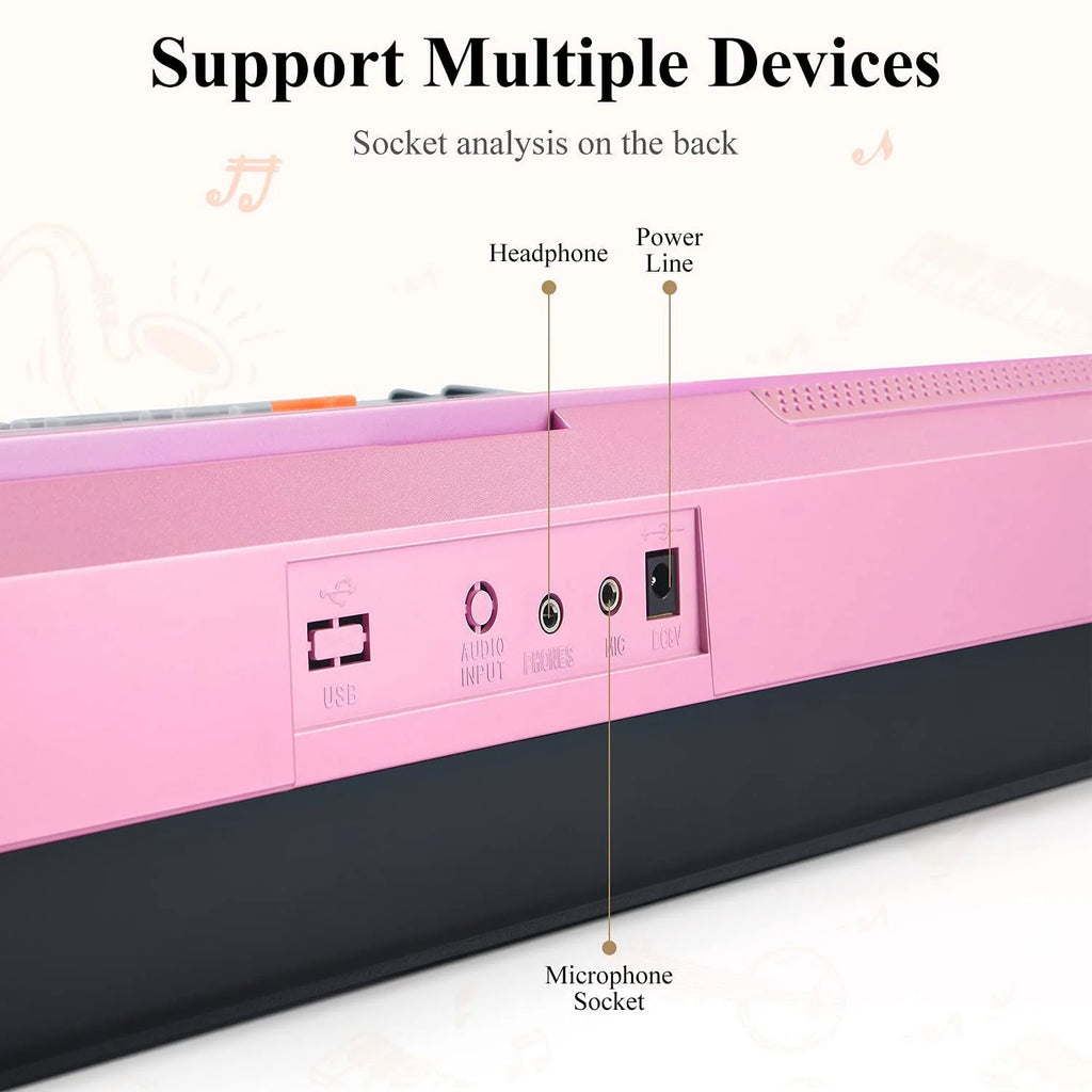 Pink 61 Keys Digital Piano with Stand Bench P56337