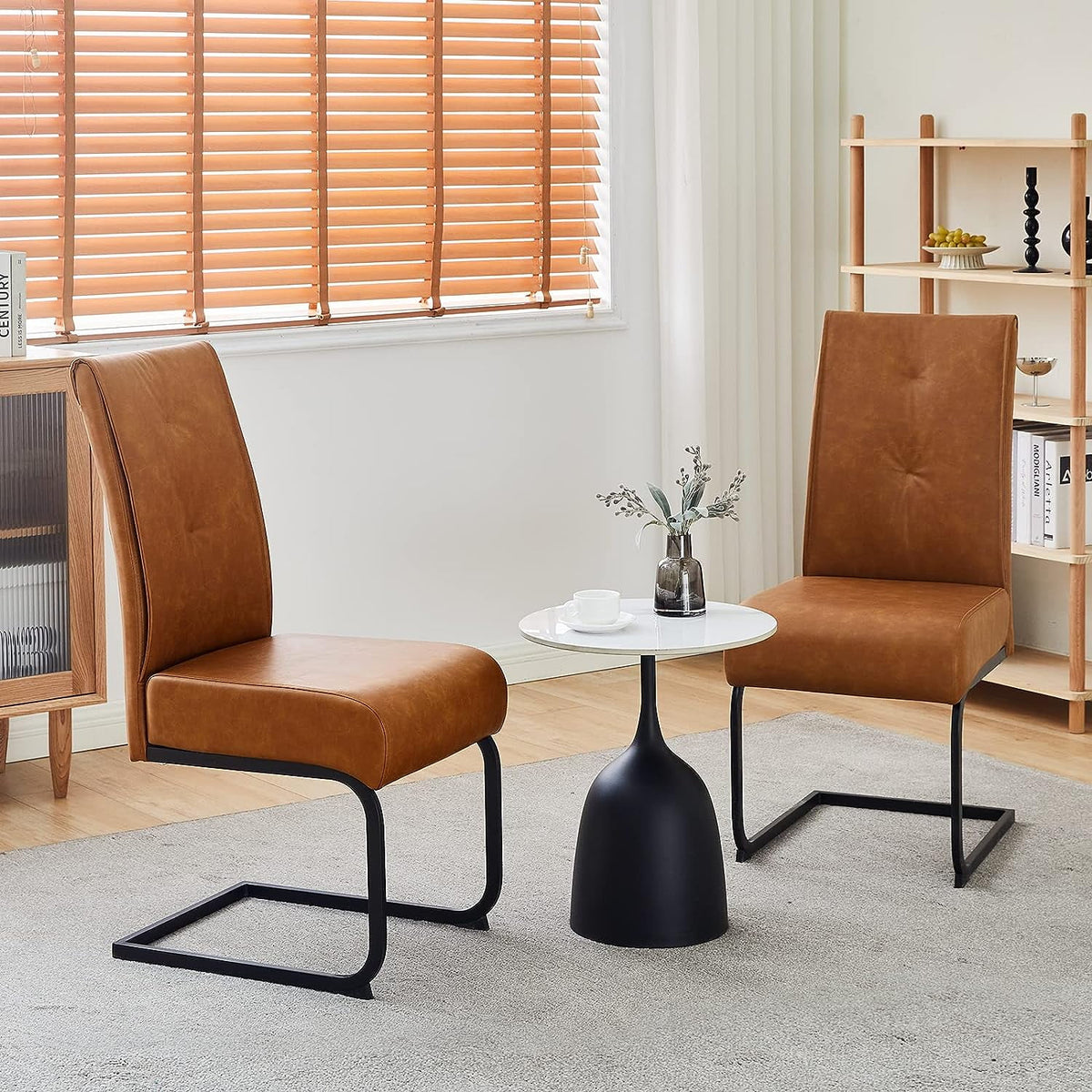 High Back Dining Chairs Set of 2 Brown V5449