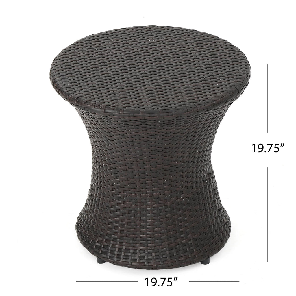 Multibrown Outdoor Wicker Side Table Z2552