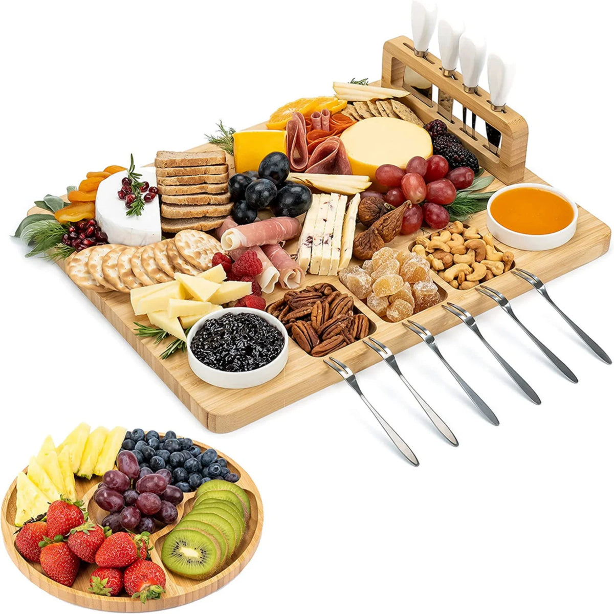 Wooden Bamboo Charcuterie Board Set F42920