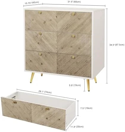 3 Drawer Wood Dresser C665