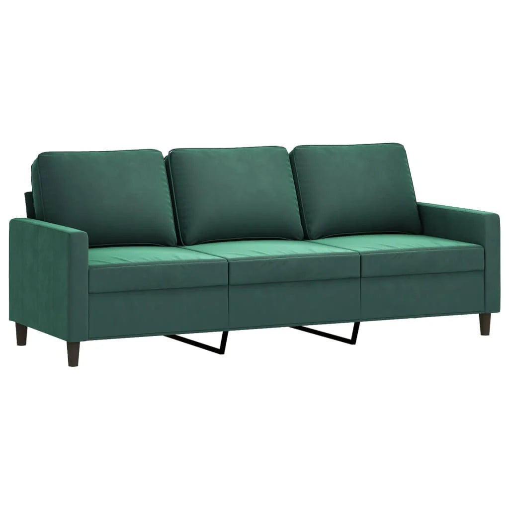 Dark Green Velvet 3 Piece Sofa Set with Cushions F54666