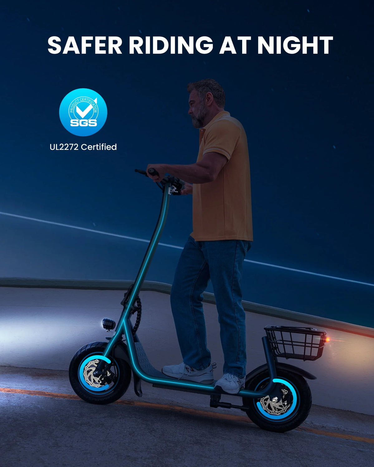 550W 12 inch Electric Scooter with Basket and Wide Deck Y42185