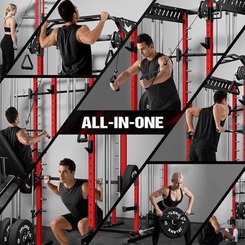 Multi-Function Power Cage with Dual Pulley Cable Crossover System Q904