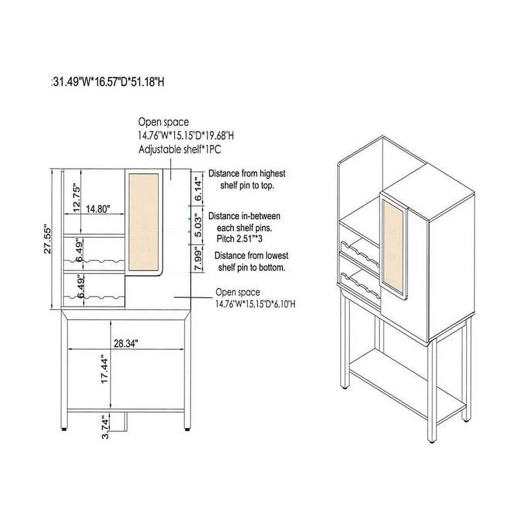 Wood 8-Bottle Wine Cabinet X676